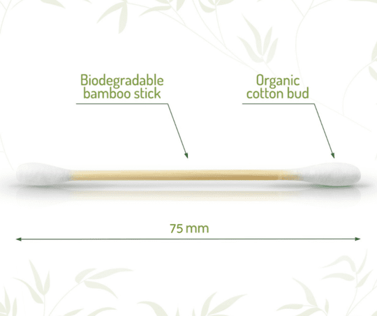 Organic Bamboo Cotton Buds x 200 pieces 100% Biodegradable - Eco Kindly
