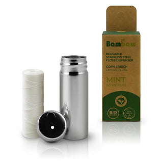 Refillable Floss Dispenser + Corn Starch PLA Floss Mint - Eco Kindly