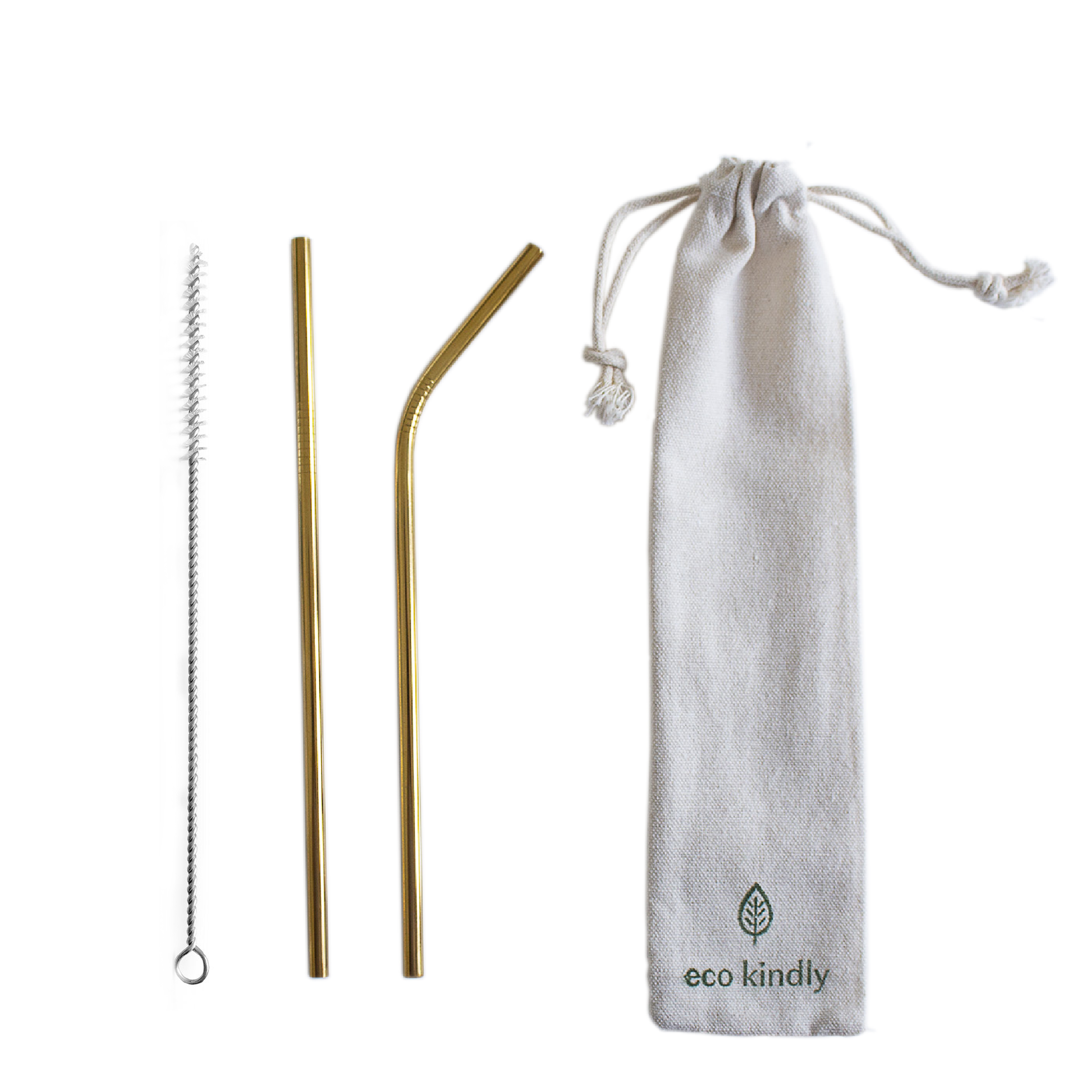 Stainless Steel Drinking Straws - Gold  - x 2 - Eco Kindly