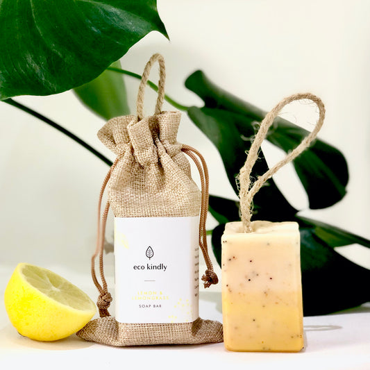 Lemon lemongrass soap bar on a rope uk