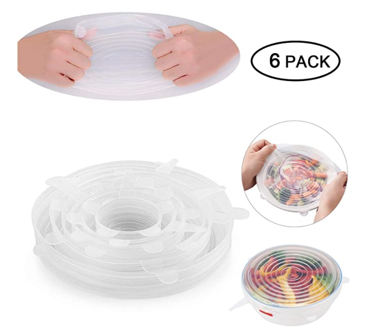 Reusable Stretch Silicone Lids - Set of 6 - Eco Kindly