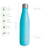 Water Bottle Premium Stainless Steel 18/8  - 500ml - Turquoise - Eco Kindly