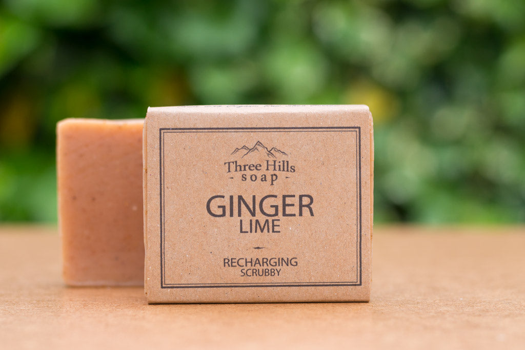 Ginger Lime 100% Natural Soap Bar - a recharging scrubby soap bar - Eco Kindly